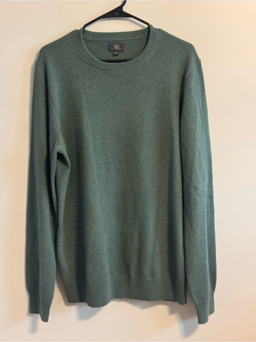 J.Crew Men’s LT Large Tall 100% Italian Cashmere Crewneck Sweater Green